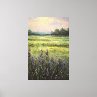 Vintage Lavender Fields Oil Painting on Canvas