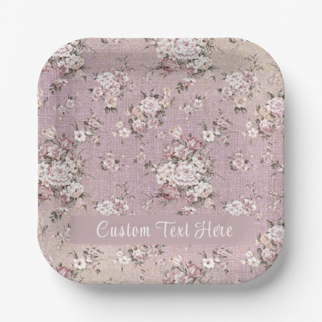 Vintage Lavender Floral Elegant Stylish Paper Plate (Front)