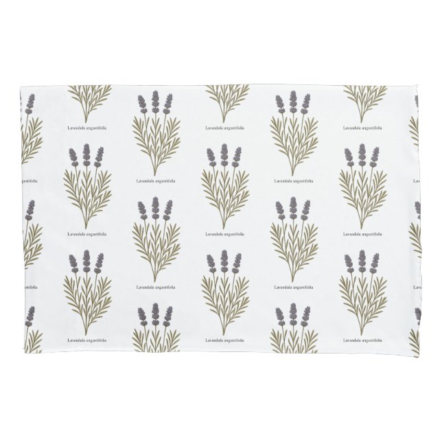 Vintage Lavender Flower Illustration Pillowcase (Front-Left)