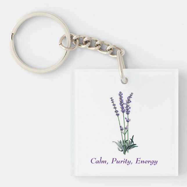 Vintage Lavender Flower Keychain (Front)