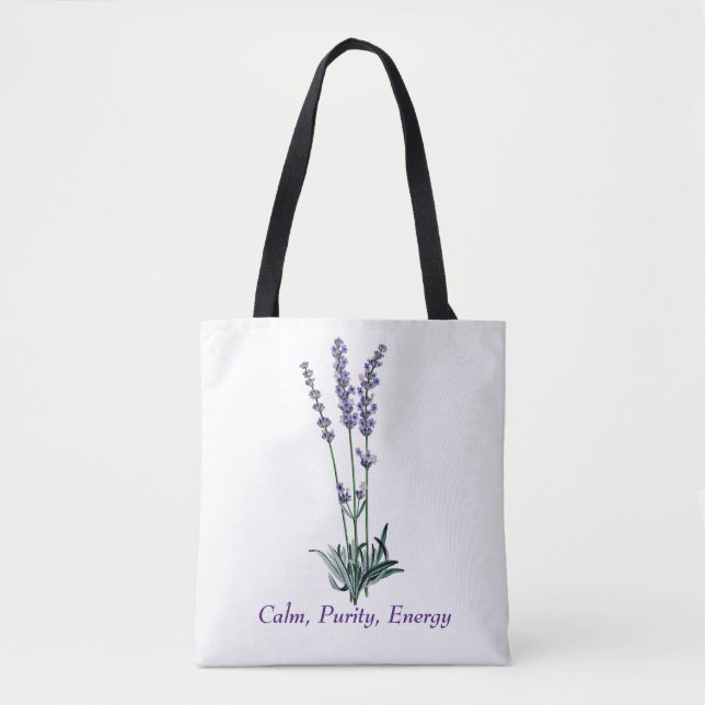 Vintage Lavender Flower Tote Bag (Front)