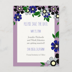 Vintage Lavender Flowers Wedding Save the Date Announcement Postcard