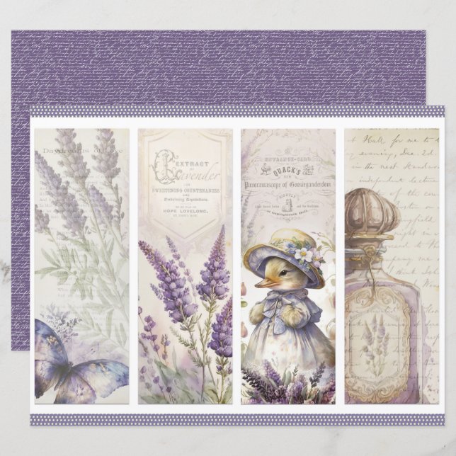 Vintage Lavender Journal Paper Sheet (Front/Back)