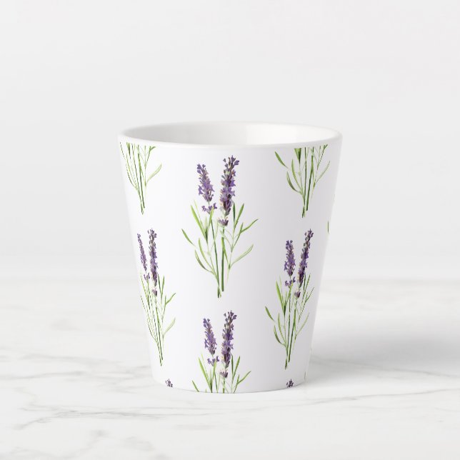 Vintage lavender pattern latte mug (Front)