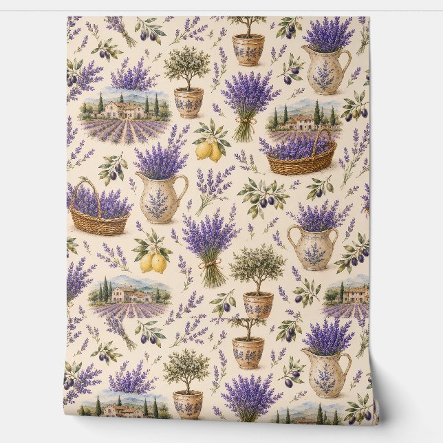 vintage lavender pattern wallpaper (Unrolling)