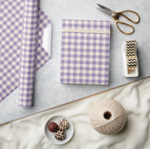 Vintage Lavender Plaid Retro Holiday Purple Wrapping Paper