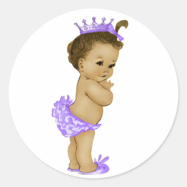 Vintage Lavender Purple Baby Shower Stickers (Front)