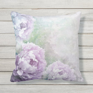 Vintage Lavender Roses Outdoor Pillow