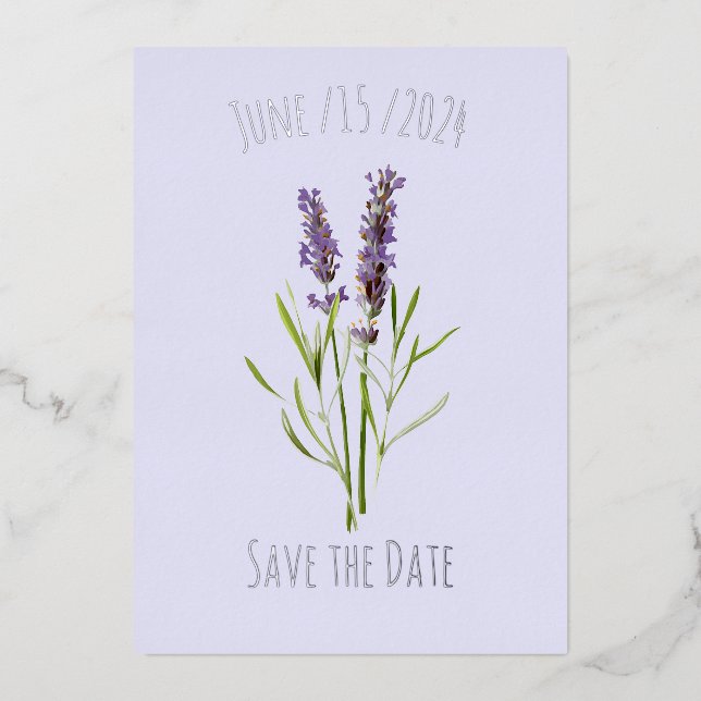 Vintage Lavender - simple floral  - save the date (Front)