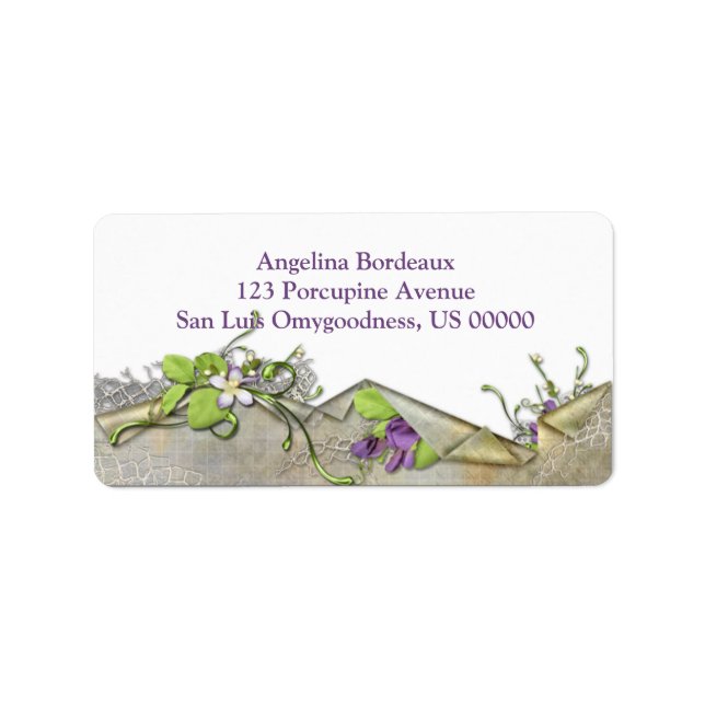 Vintage Lavender Sweet Peas Label (Front)