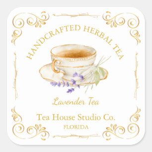 Vintage Lavender Tea Square Label