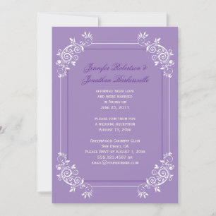 Vintage Lavender White Purple Swirls Post Wedding Invitation