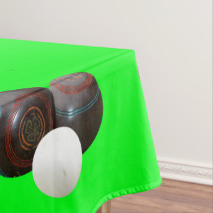 Vintage Lawn Bowls And Kitty, Cotton Table Cloth