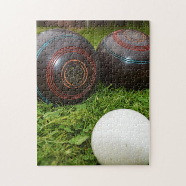 Vintage Lawn Bowls And Kitty, Jigsaw Puzzle (Vertical)