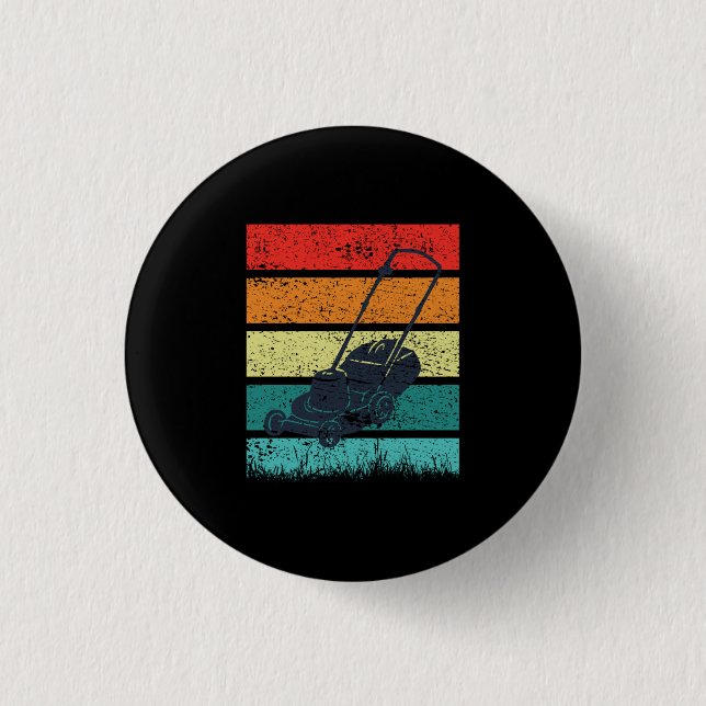 Vintage Lawn Mower 1 Inch Round Button (Front)
