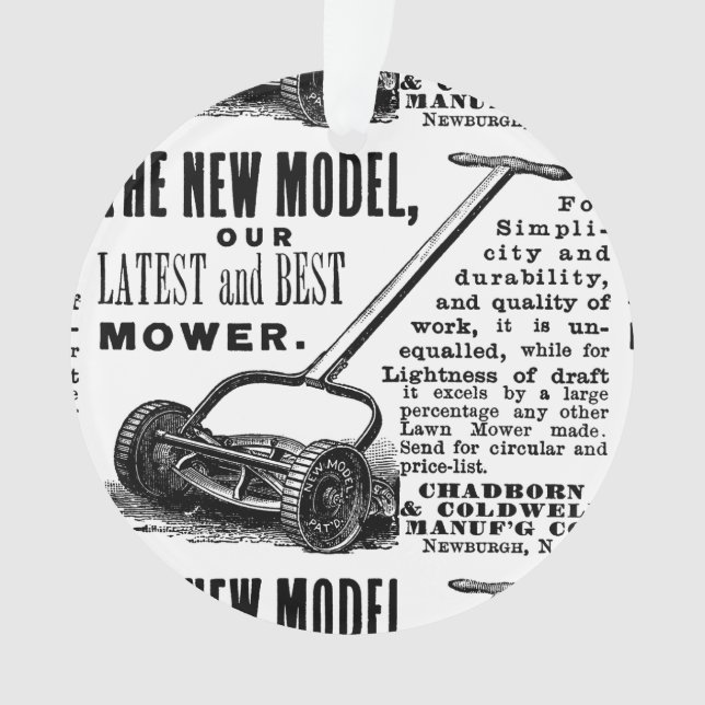 Vintage lawn mower advert ornament (Front)