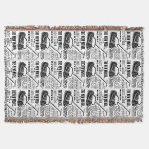 Vintage lawn mower advert throw blanket