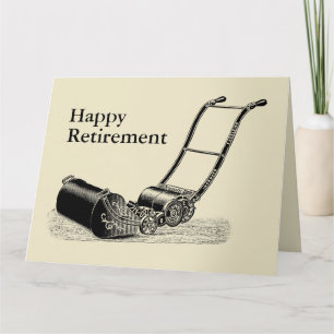 VINTAGE Lawn Mower Happy Retirement Big Greeting Card
