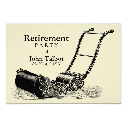 VINTAGE Lawn Mower Retirement Party Invitation