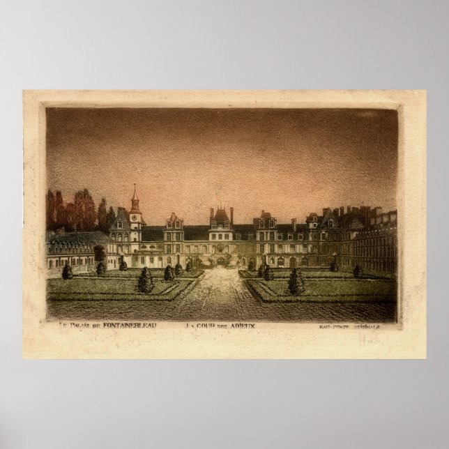 Vintage Le Palais De FONTAINEBLEAU POSTER (Devant)