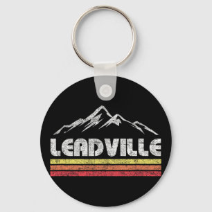 Vintage Leadville Colorado Retro Mountain Bike Ski Keychain