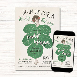 Vintage Leaf Girl Bridal Shower Invitation