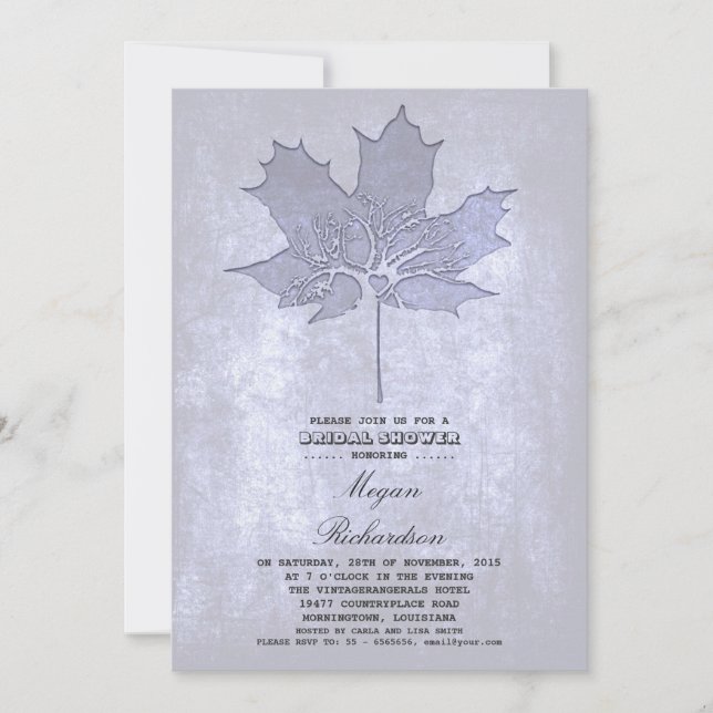 Vintage leaf tree romantic bridal shower invitation (Front)