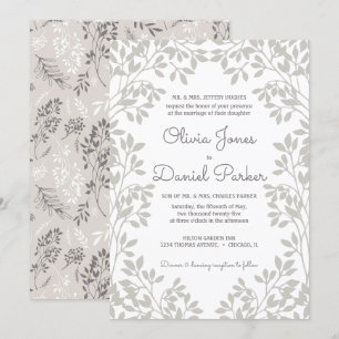 Vintage Leafy Frame Wedding Invitation