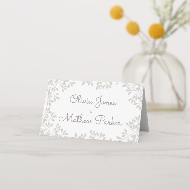Vintage Leafy frame Wedding Place Card (Front)