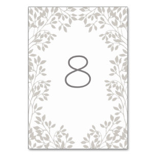 Vintage Leafy frame Wedding Table Number