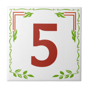 Vintage Leafy Scroll House Number Tiles