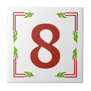 Vintage Leafy Square House Number Tile