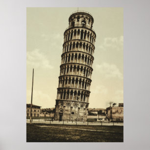 Vintage Leaning Tower of Pisa Photograph (1900) Poster