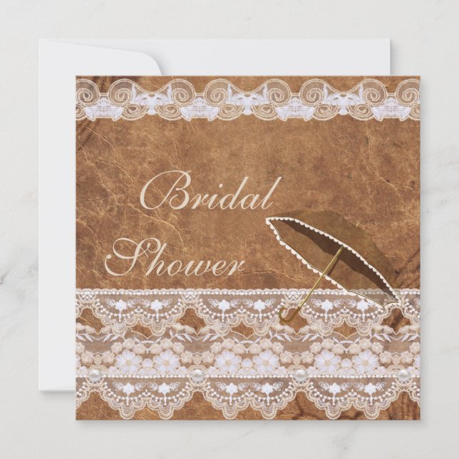 Vintage Leather and Lace Bridal Shower Invitation (Front)