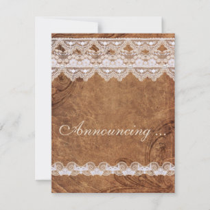 Vintage Leather and Lace Engagement  Announcement