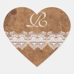 Vintage Leather and Lace Monogram Envelope Seal