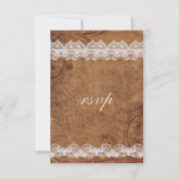 Vintage Leather and Lace  RSVP Wedding Invitation