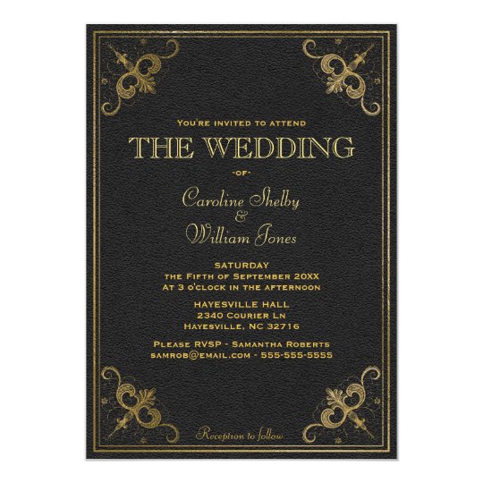 Vintage Leather Book Wedding Invitation