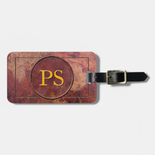 Vintage Leather Custom Monogram or Initial Luggage Tag