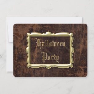 Vintage Leather-look Halloween Party Invitation