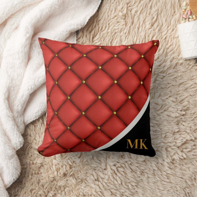 Vintage Leather Monogram Throw Pillow (Blanket)