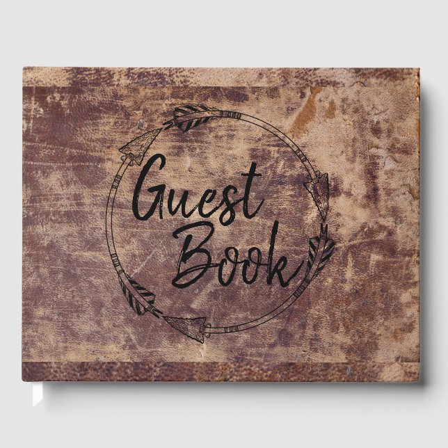 Vintage Leather Print Arrow Country Guest Book (Front)