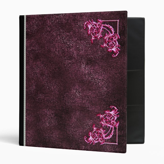 Vintage leather purple pink Leather binder (Front/Inside)