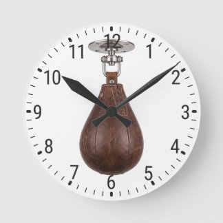 Vintage Leather Speed Bag Boxing Gym Decor Round Clock