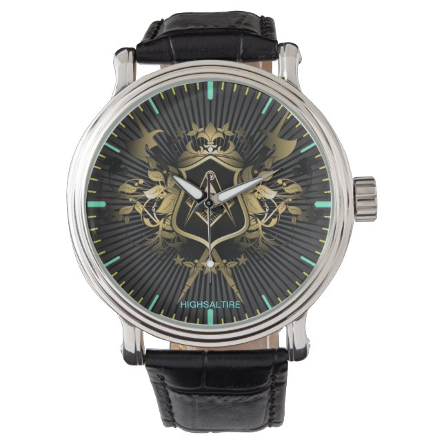 Vintage Leather Strap  watch masonic (Front)