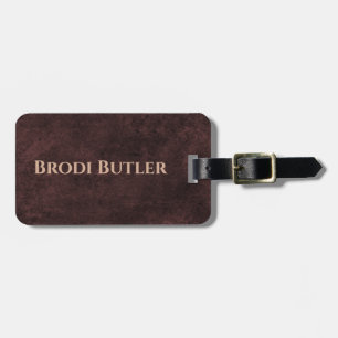 Vintage Leather Style Monogram  Luggage Tag