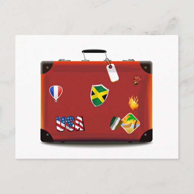 Vintage Leather Suitcase Postcard (Front)