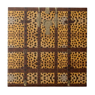 Vintage Leather Tribal Cheetah Animal Print Tile