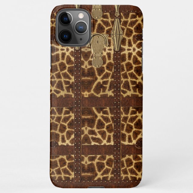 Vintage Leather Tribal Giraffe Animal Print iPhone Case (Back)