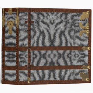 Vintage Leather Tribal White Tiger Animal Print Binder